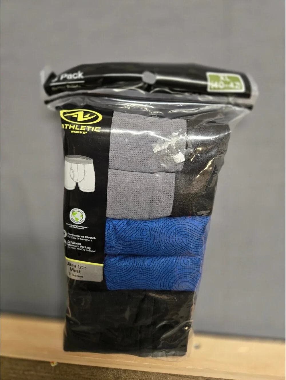 Athletic Works Men's 5 Pack Boxer Briefs Size 40-42